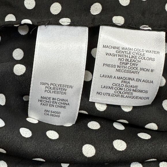 Jones New York Shirt Womens 2X Black White Polka Dot Ruffle Sheer Blouse LS - Picture 11 of 11